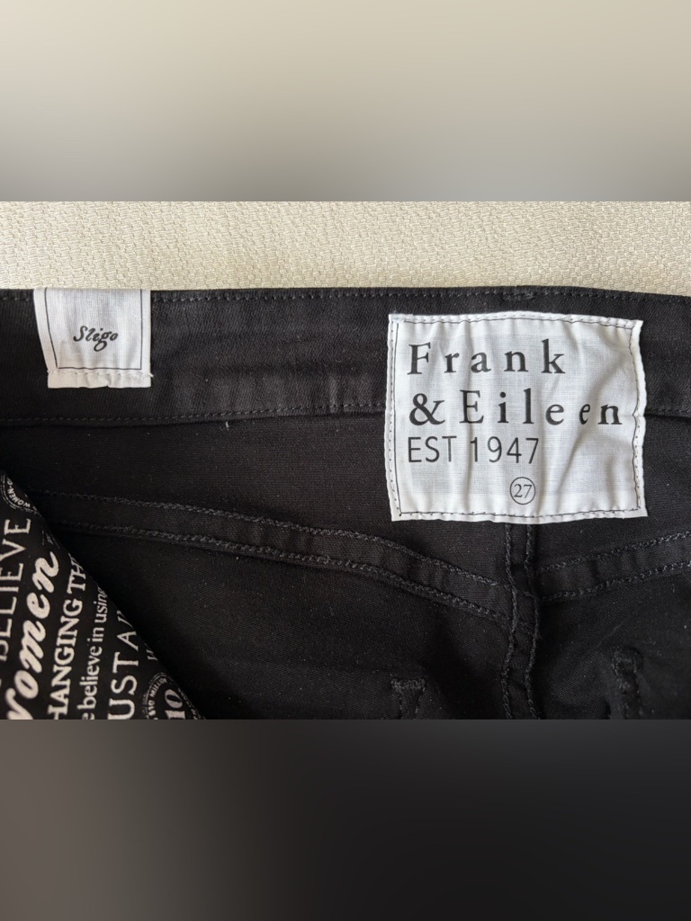 Frank & Eileen “Sligo” Black/Gold Metallic Slim Ankle Jeans Lux Indie Edgy Sz 27 - Picture 4 of 7